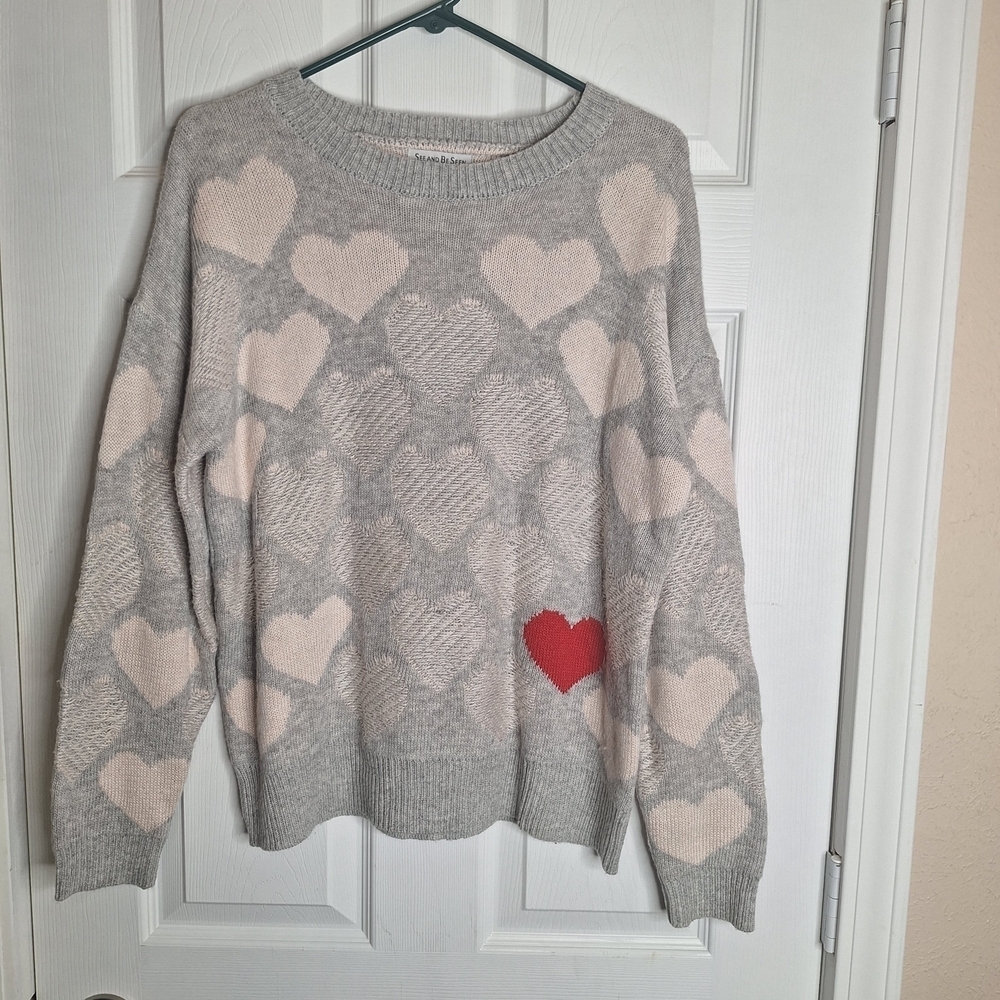 See And Be Seen Charming Heart Patterned Sweater Size Small Medium